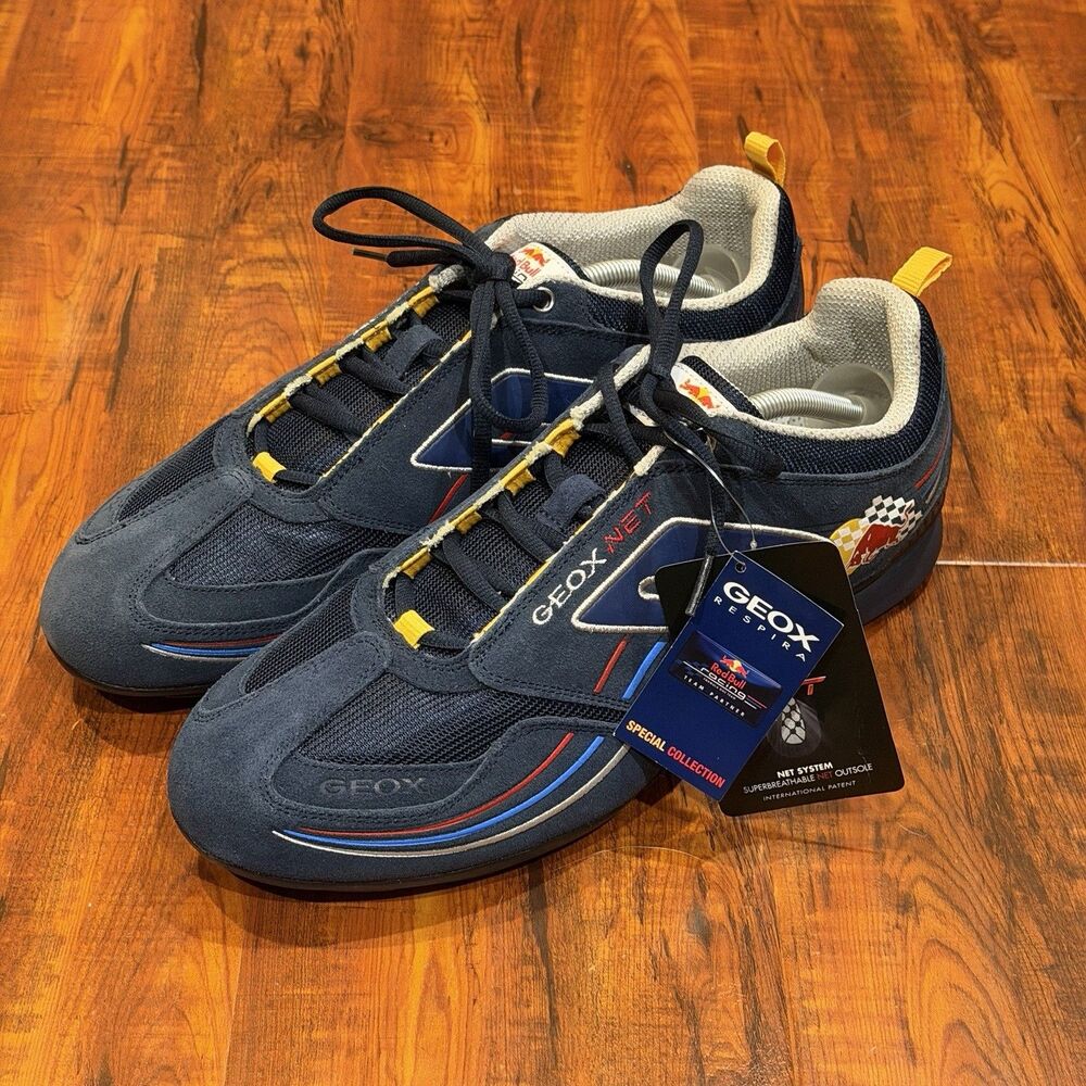 Geox Respira Hibra Blue Suede Mesh NET Red Bull Racing Shoes Men’s Size 11 - New
